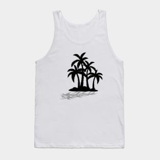 Minimal Black Palm Tree Design Tank Top